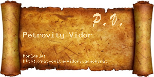 Petrovity Vidor névjegykártya